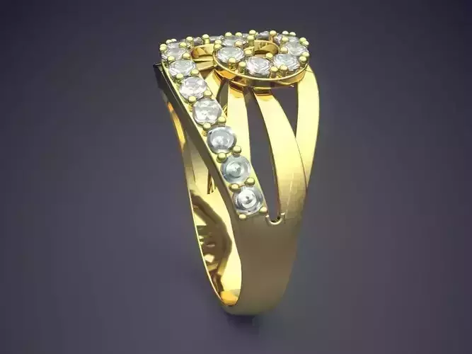 Wedding Ring With Note-shaped Diamonds Around 2233
