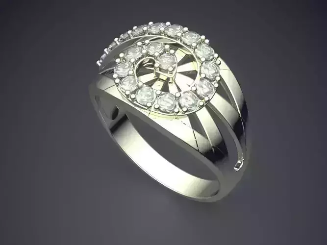 Wedding Ring With Note-shaped Diamonds Around 2233