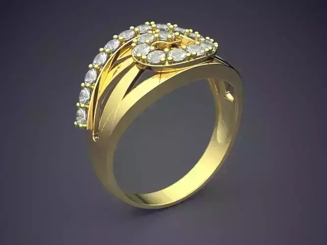 Wedding Ring With Note-shaped Diamonds Around 2233 3D print model