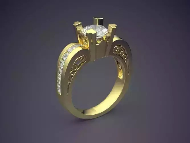 Thick Engagement Ring With Diamonds 2160