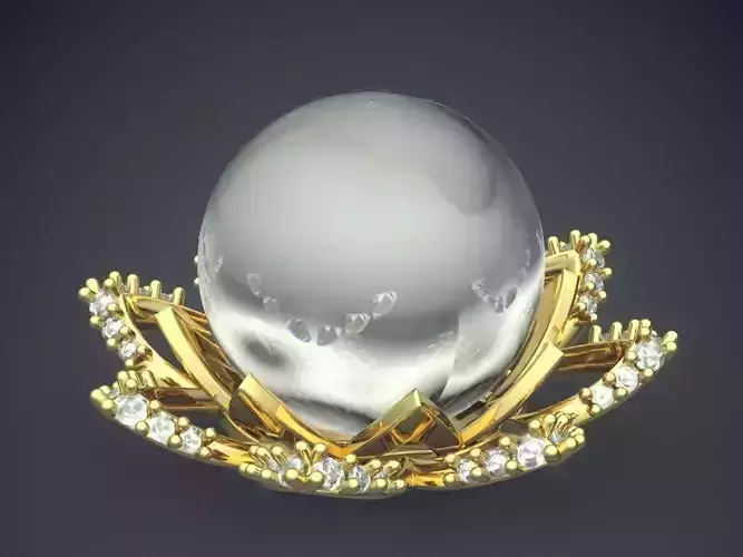 Lotus Shape Brooch with Pearl 2101