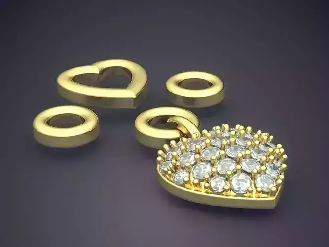 Heart-shape Pendant With Diamonds 1921 3D print model