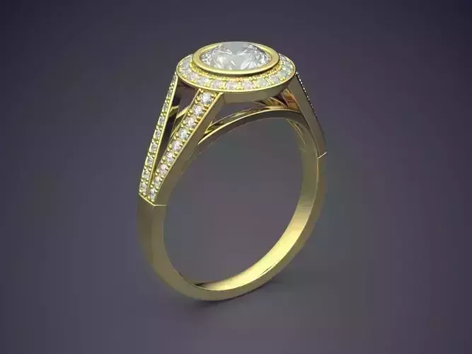 Wedding Ring With Oval Diamond 1872 3D print model