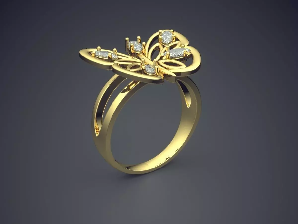 Girly Butterfly-Shape Ring with Detailing 1778 3D print model