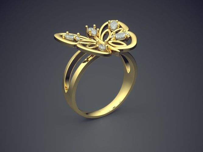 Girly Butterfly-Shape Ring with Detailing 1778 3D print model
