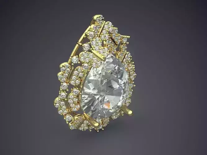 Pendant Without Chain With Large Diamond 3D print model