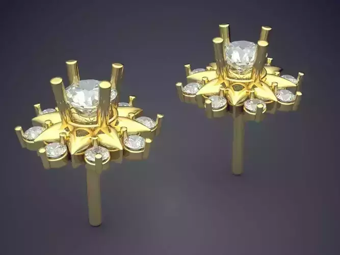 Flower-shape Earrings With Diamonds