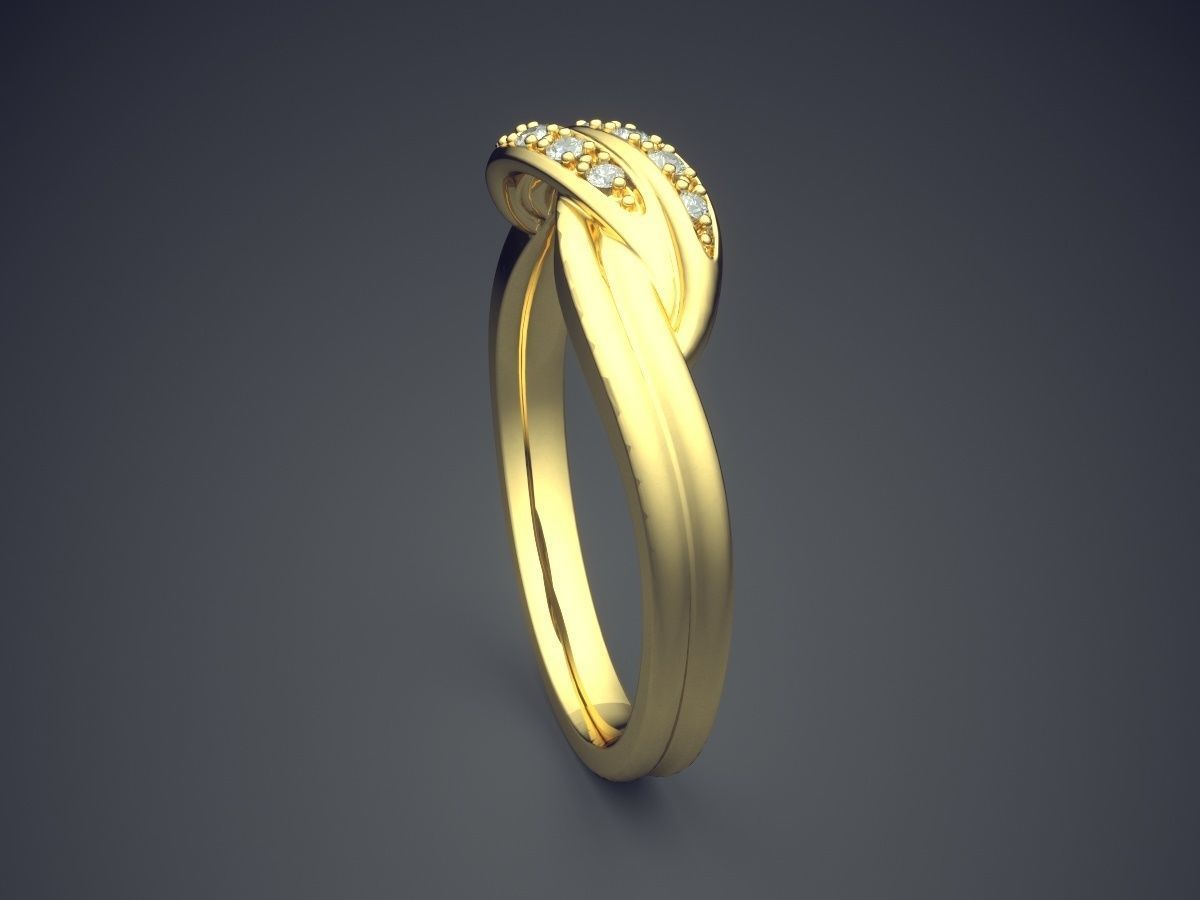 Engagement Ring With Tiny Diamonds 529 3D print model_3