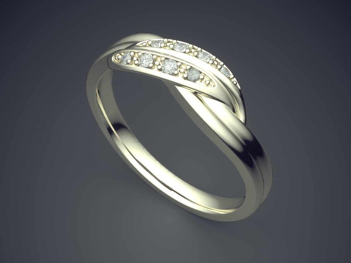 Engagement Ring With Tiny Diamonds 529 3D print model_1