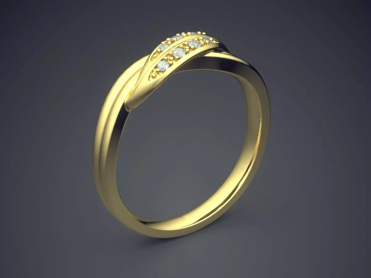 Engagement Ring With Tiny Diamonds 529 3D print model_0
