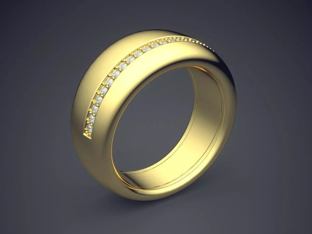 Thick Unisex Ring with Diamond Detailing 3D print model
