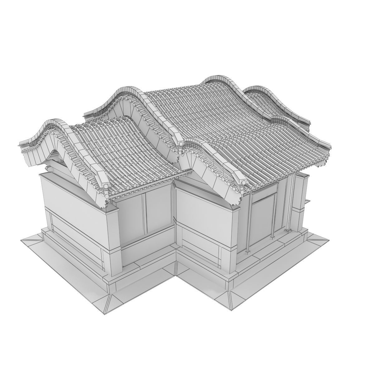 Chinese Architecture Distribution room 04 Low-poly 3D model_8