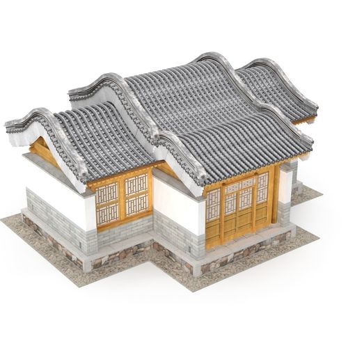 Chinese Architecture Distribution room 04 Low-poly 3D model