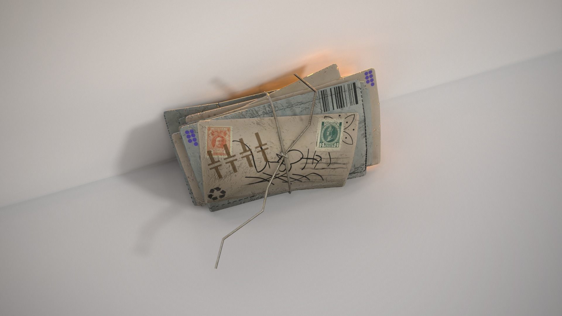 Letters old Low-poly 3D model_3