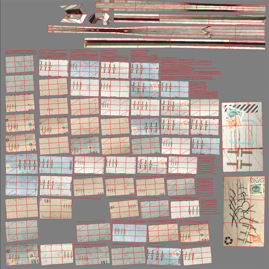 Letters old Low-poly 3D model_11