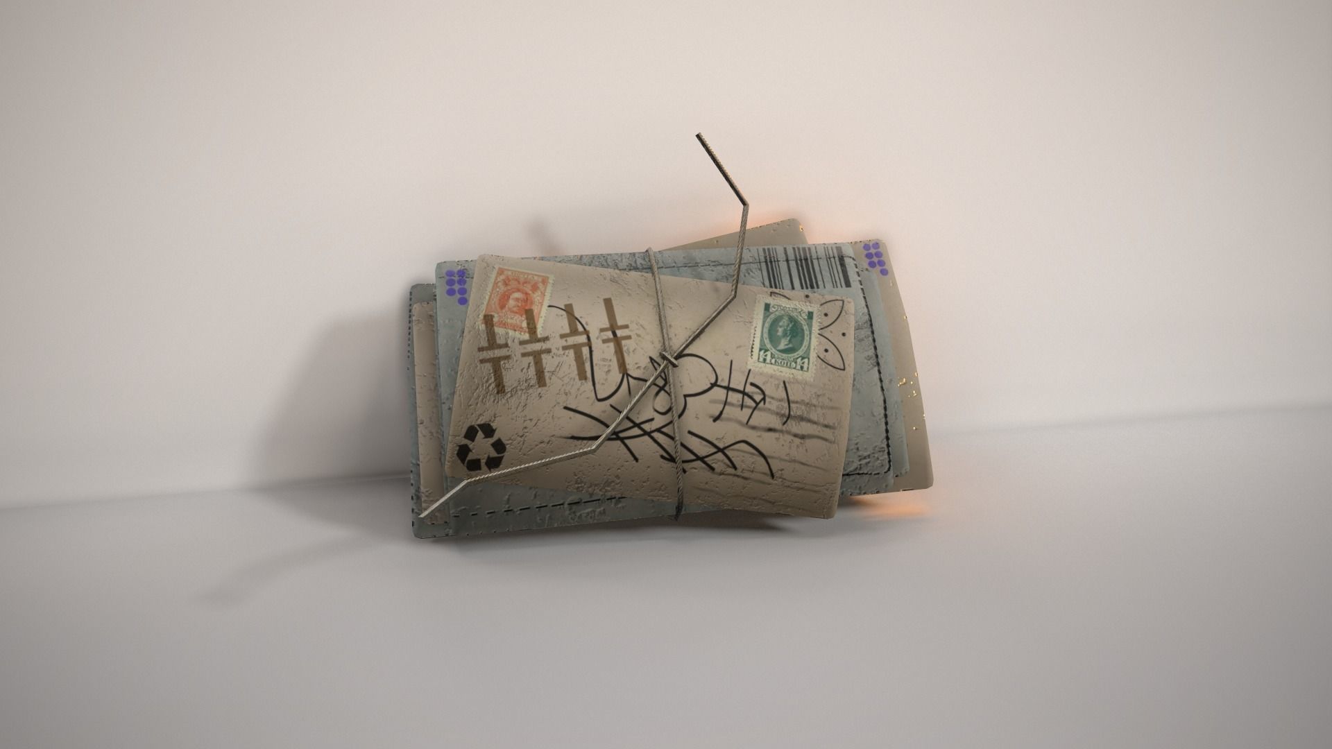 Letters old Low-poly 3D model_2