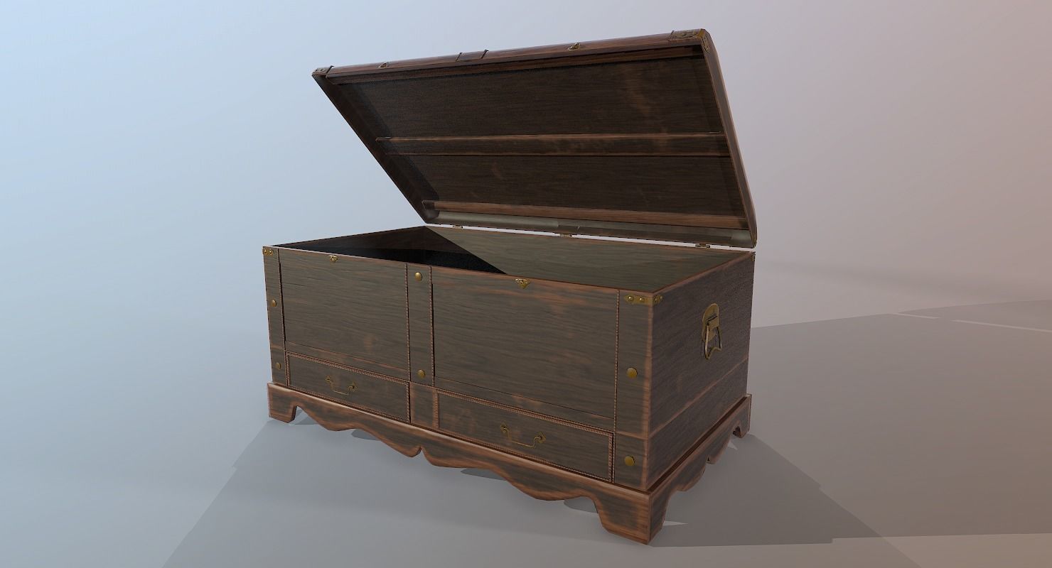 Old Wood Chest low-poly 3D model Low-poly 3D model_5