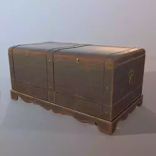 Old Wood Chest low-poly 3D model