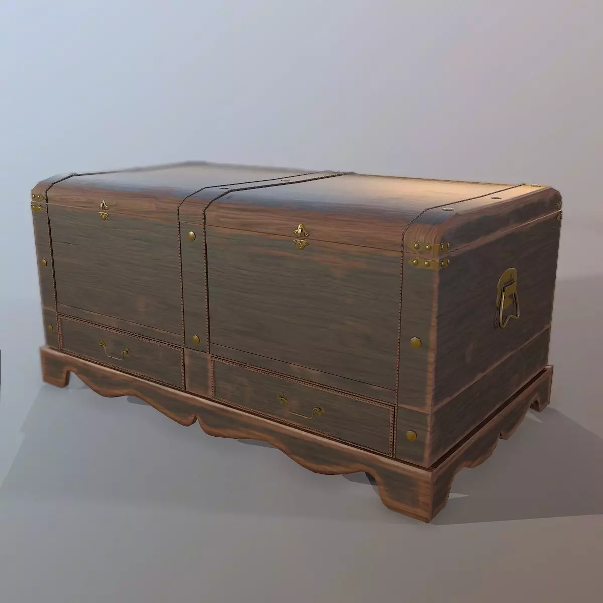 Old Wood Chest low-poly 3D model Low-poly 3D model_0