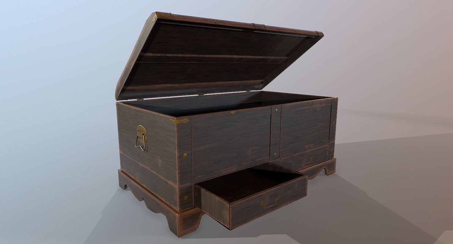 Old Wood Chest low-poly 3D model Low-poly 3D model_3