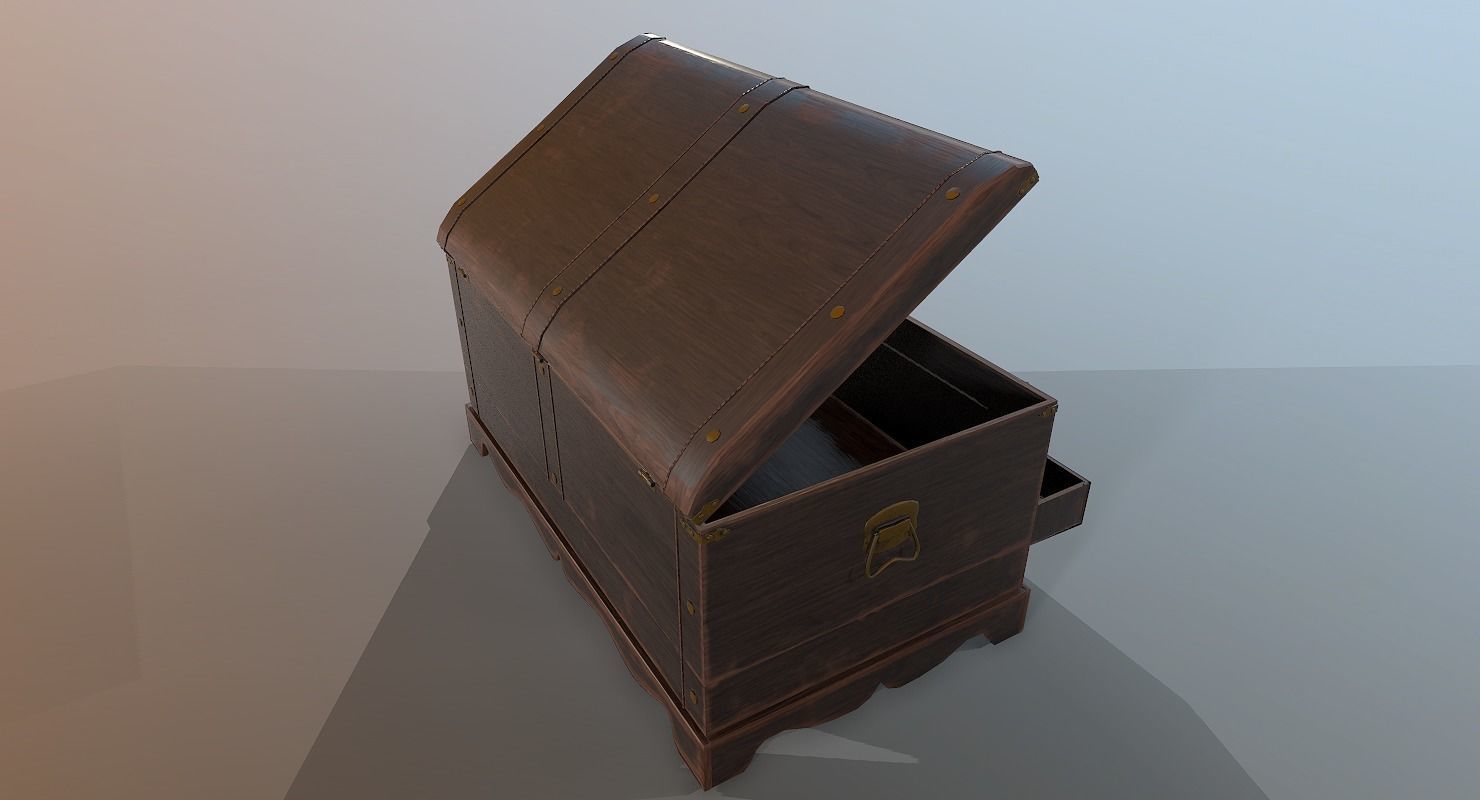 Old Wood Chest low-poly 3D model Low-poly 3D model_6