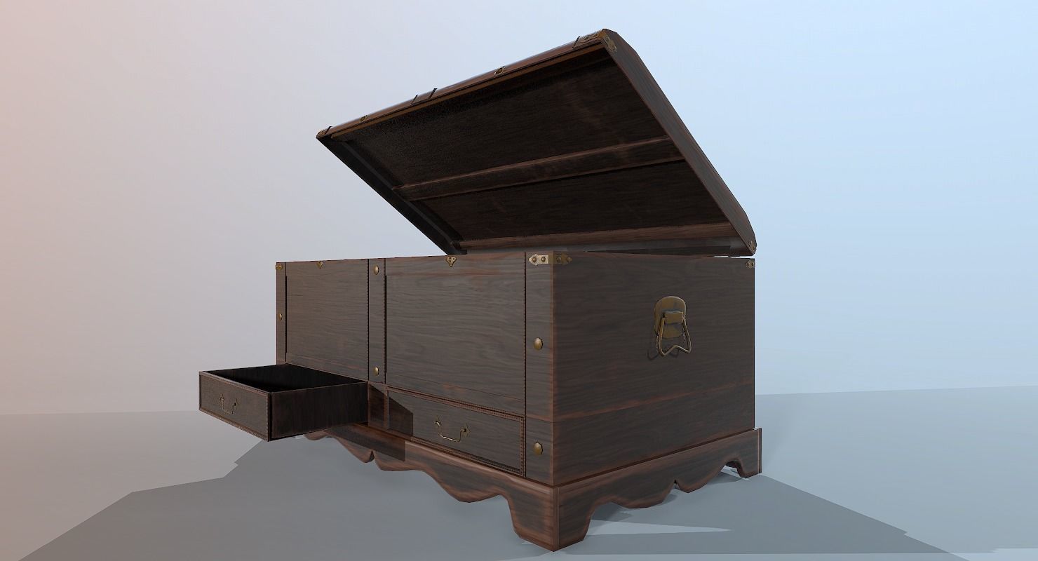 Old Wood Chest low-poly 3D model Low-poly 3D model_4
