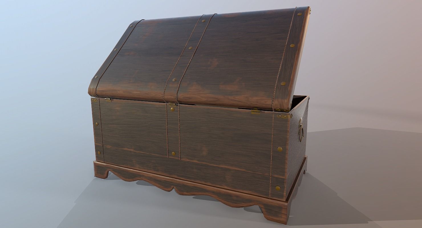 Old Wood Chest low-poly 3D model Low-poly 3D model_7