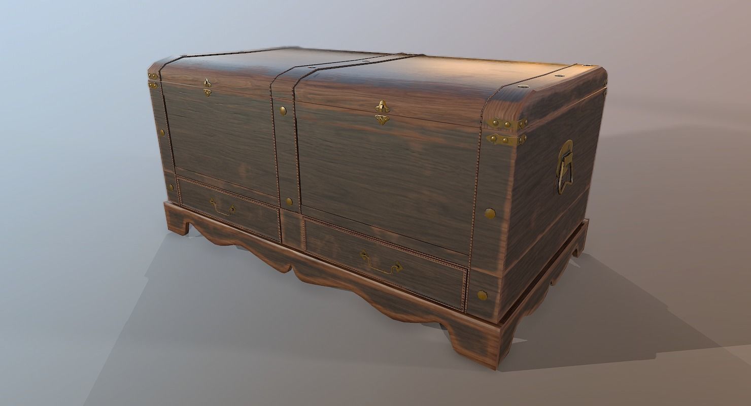 Old Wood Chest low-poly 3D model Low-poly 3D model_2