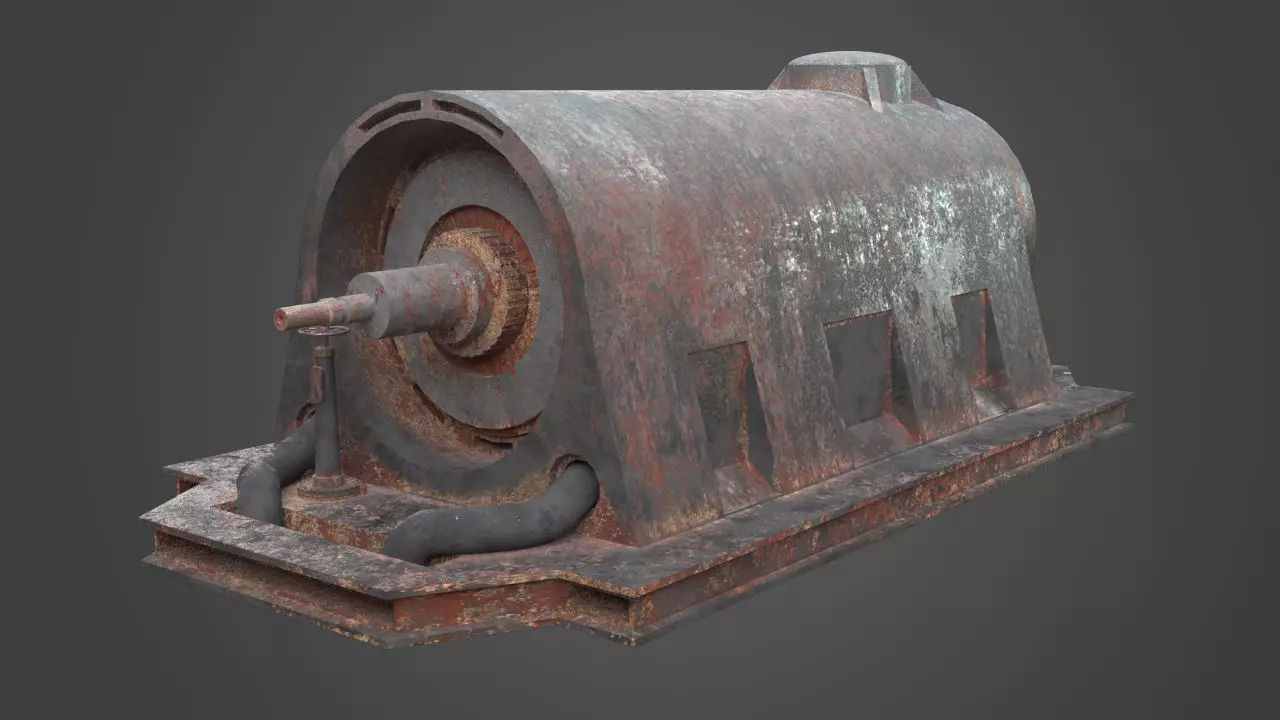 Factory Element - Industrial Motor Low-poly 3D model_0