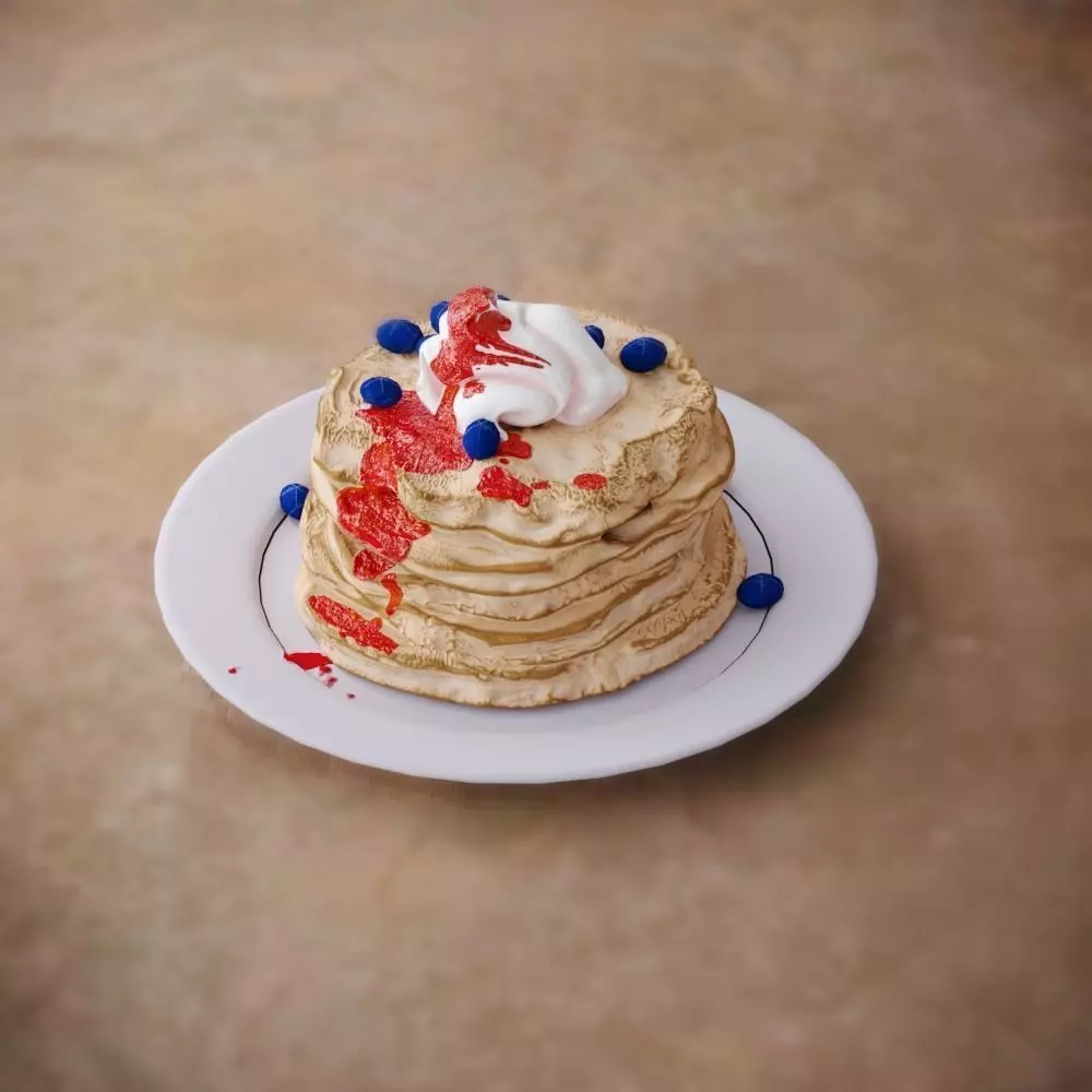 Pancakes stack of on plate Low-poly 3D model