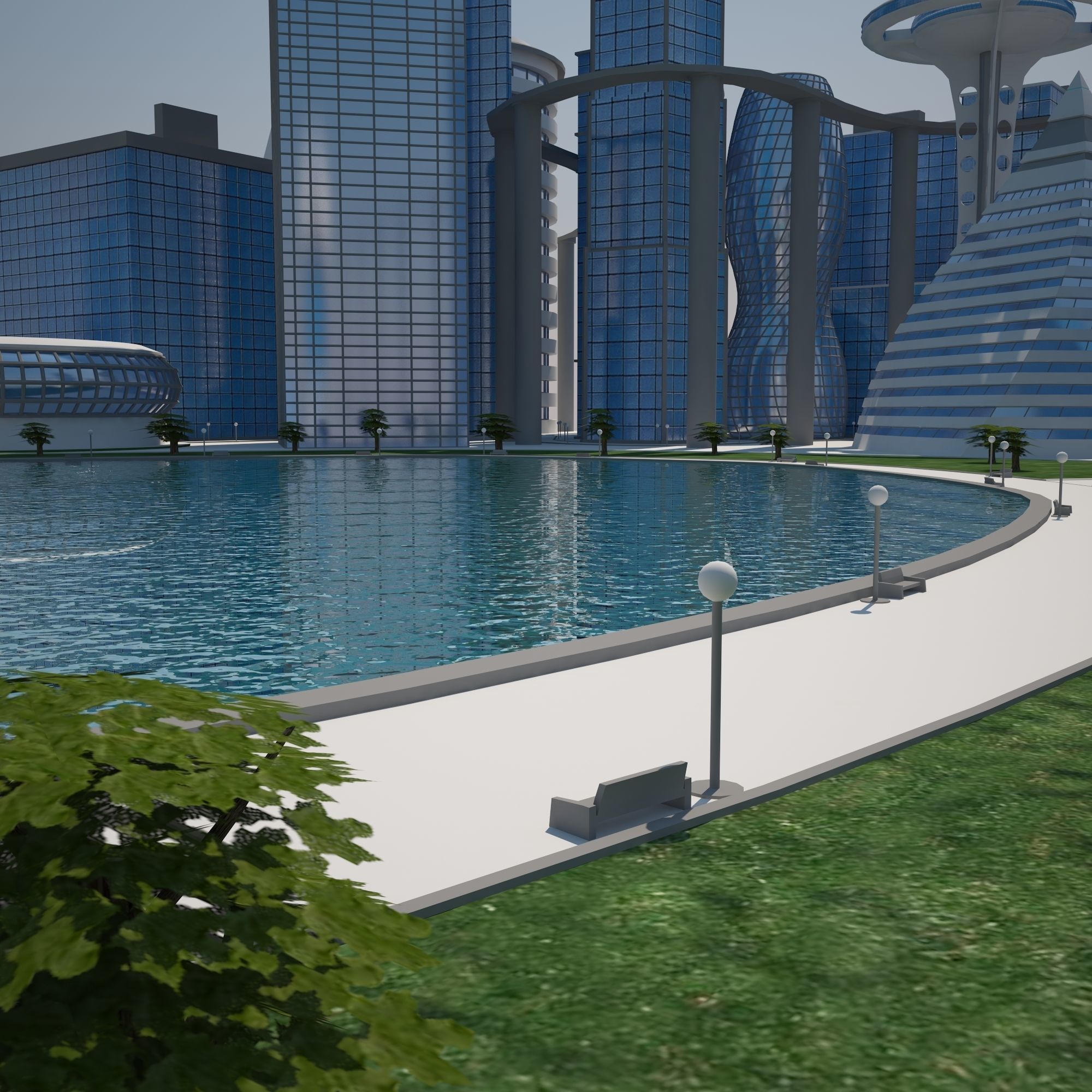 Futuristic City 3D model_8