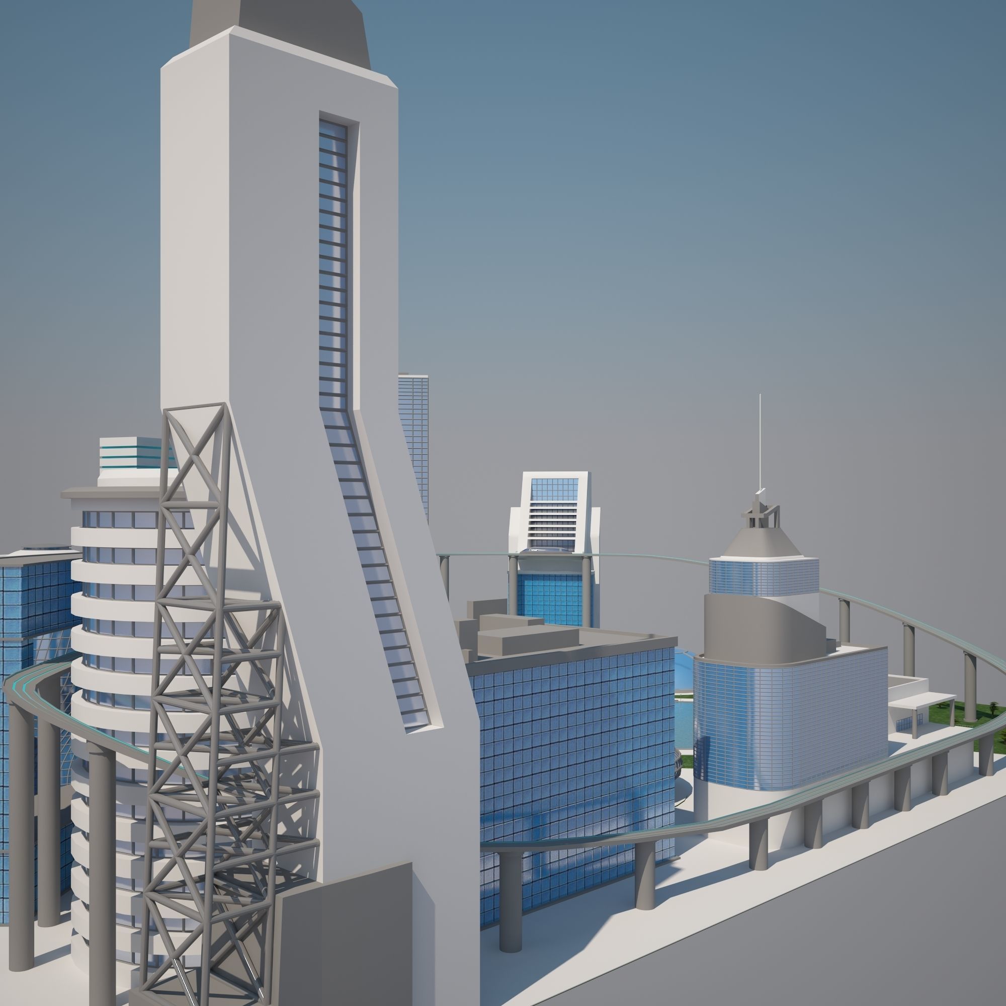 Futuristic City 3D model_9