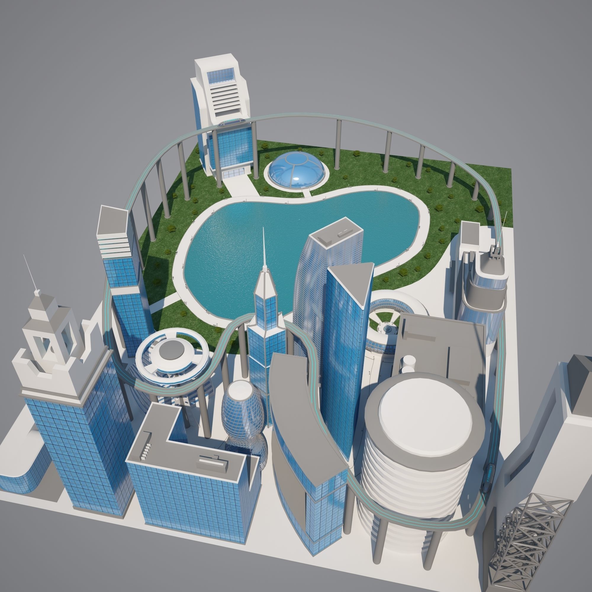 Futuristic City 3D model_4