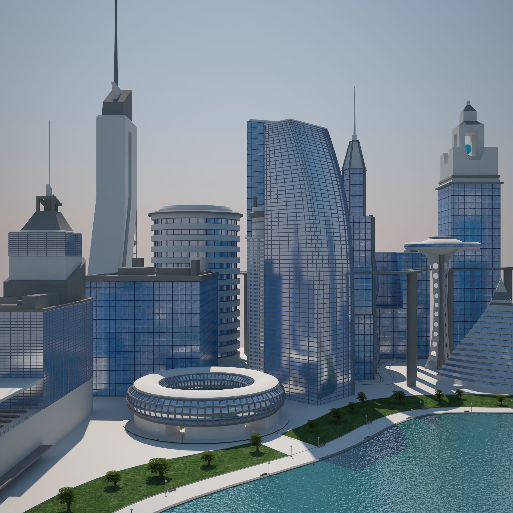 Futuristic City 3D model_1