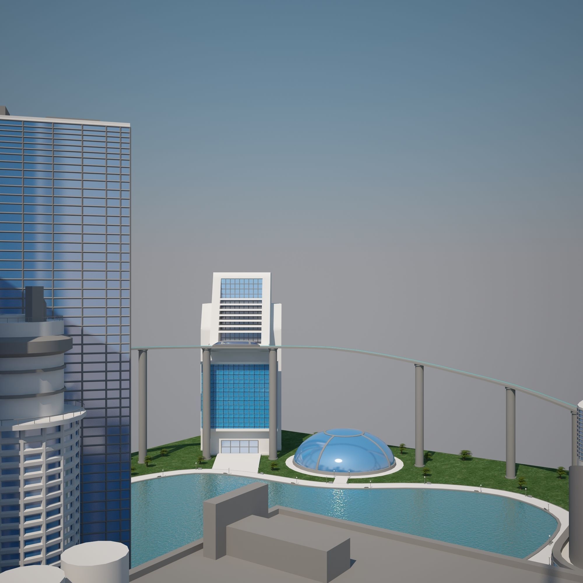 Futuristic City 3D model_2