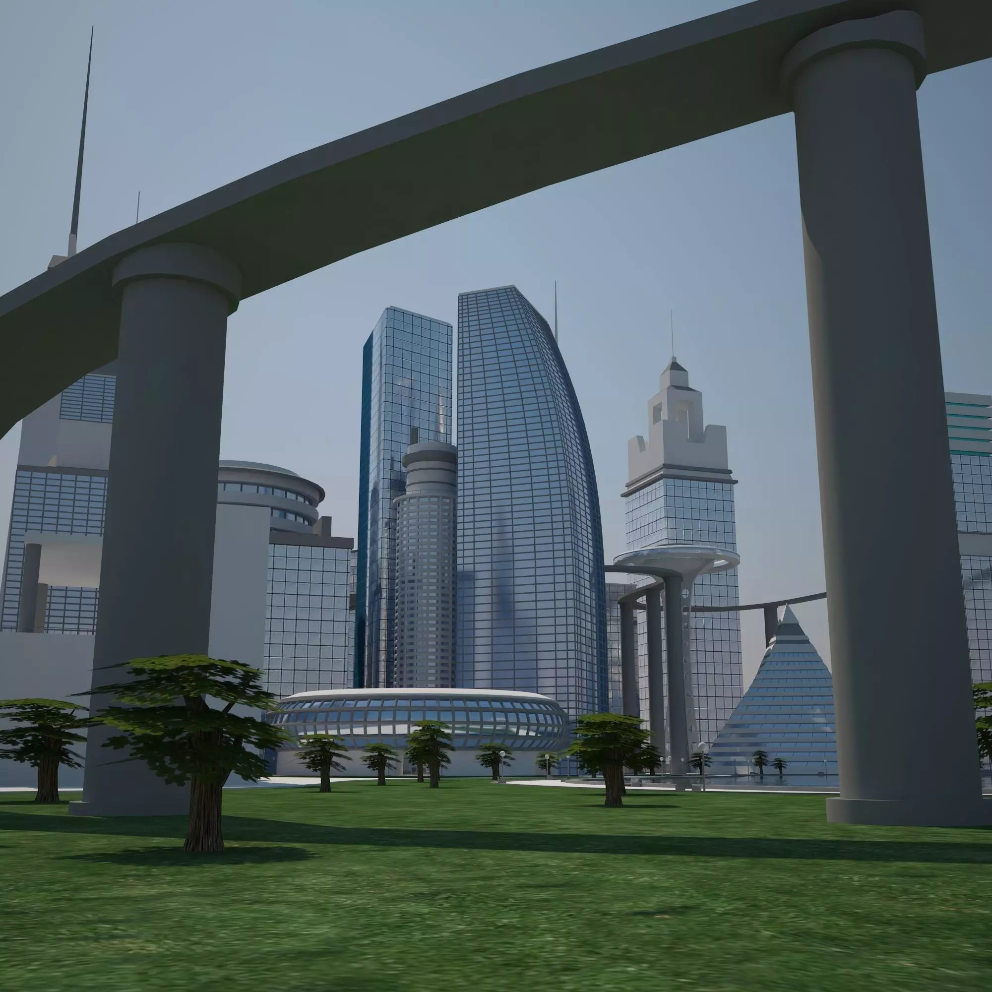 Futuristic City 3D model_0