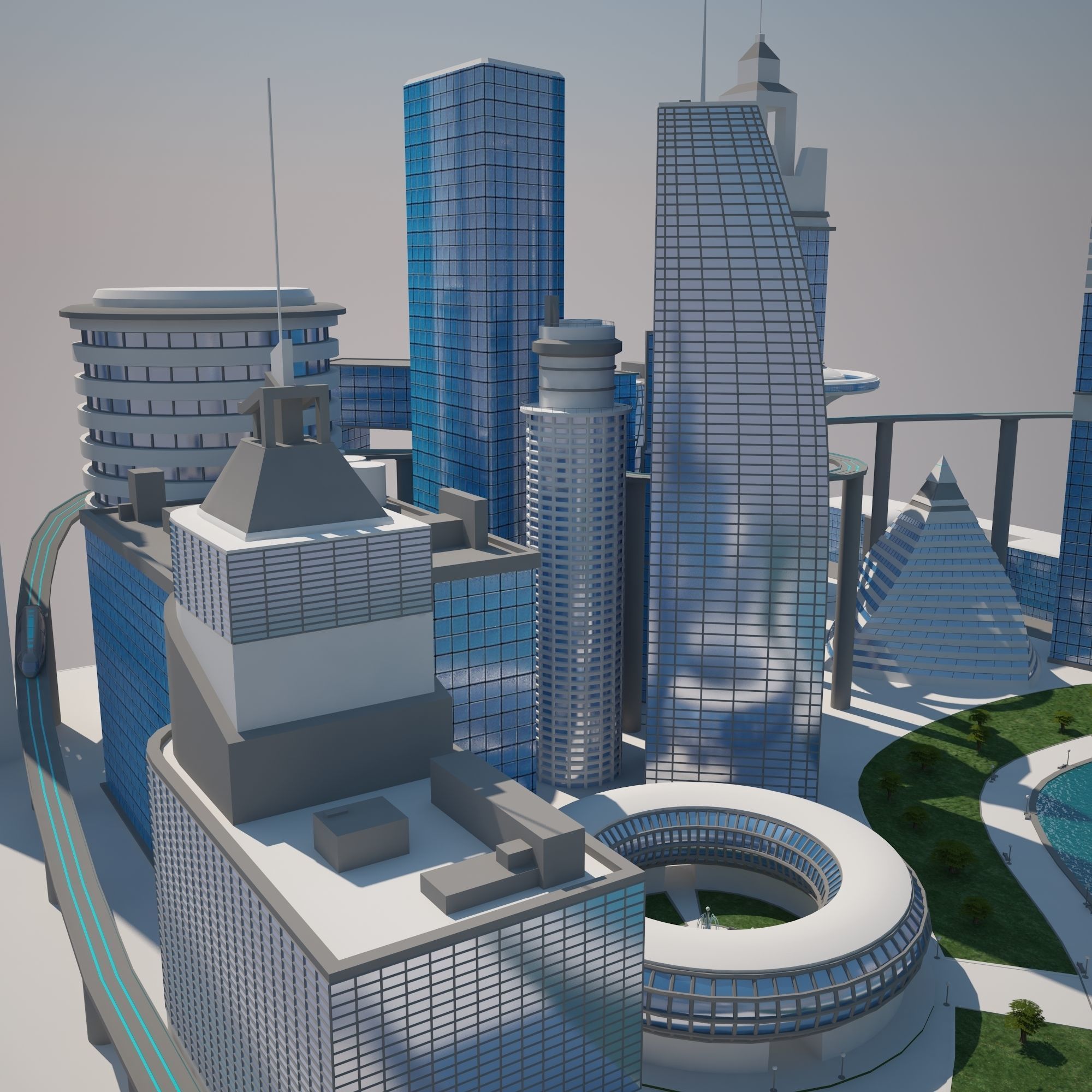 Futuristic City 3D model_12