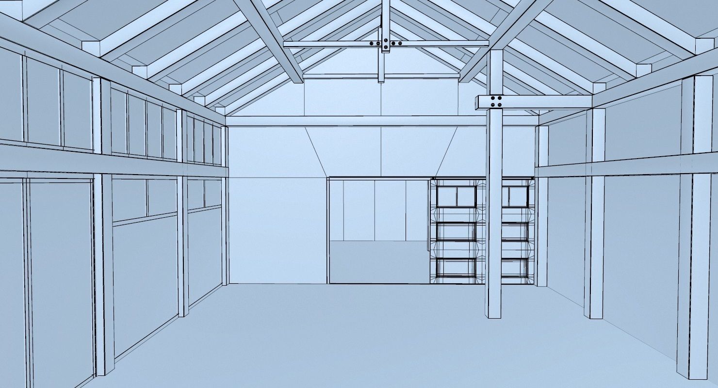 Wooden Hangar 3D model_8