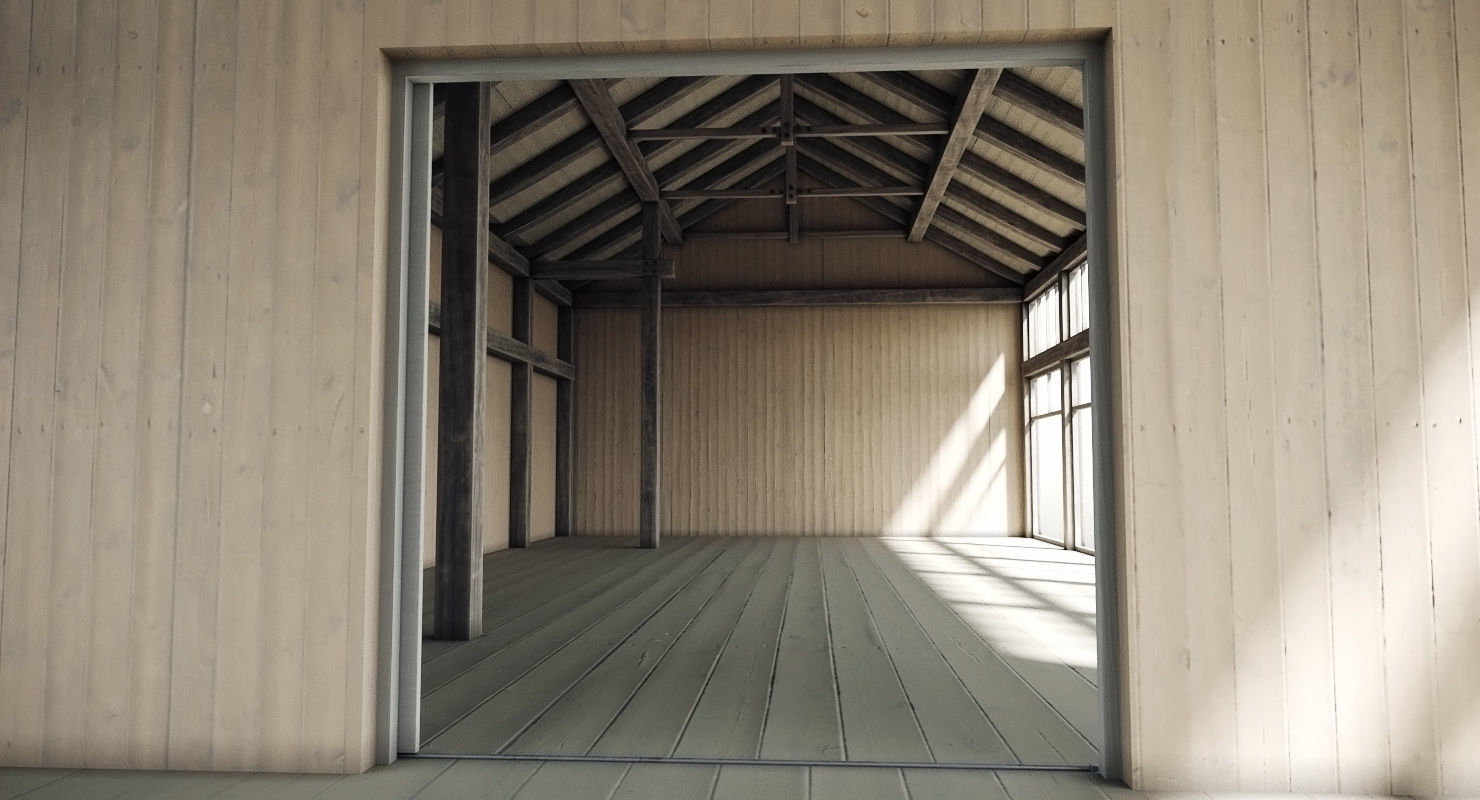 Wooden Hangar 3D model_3