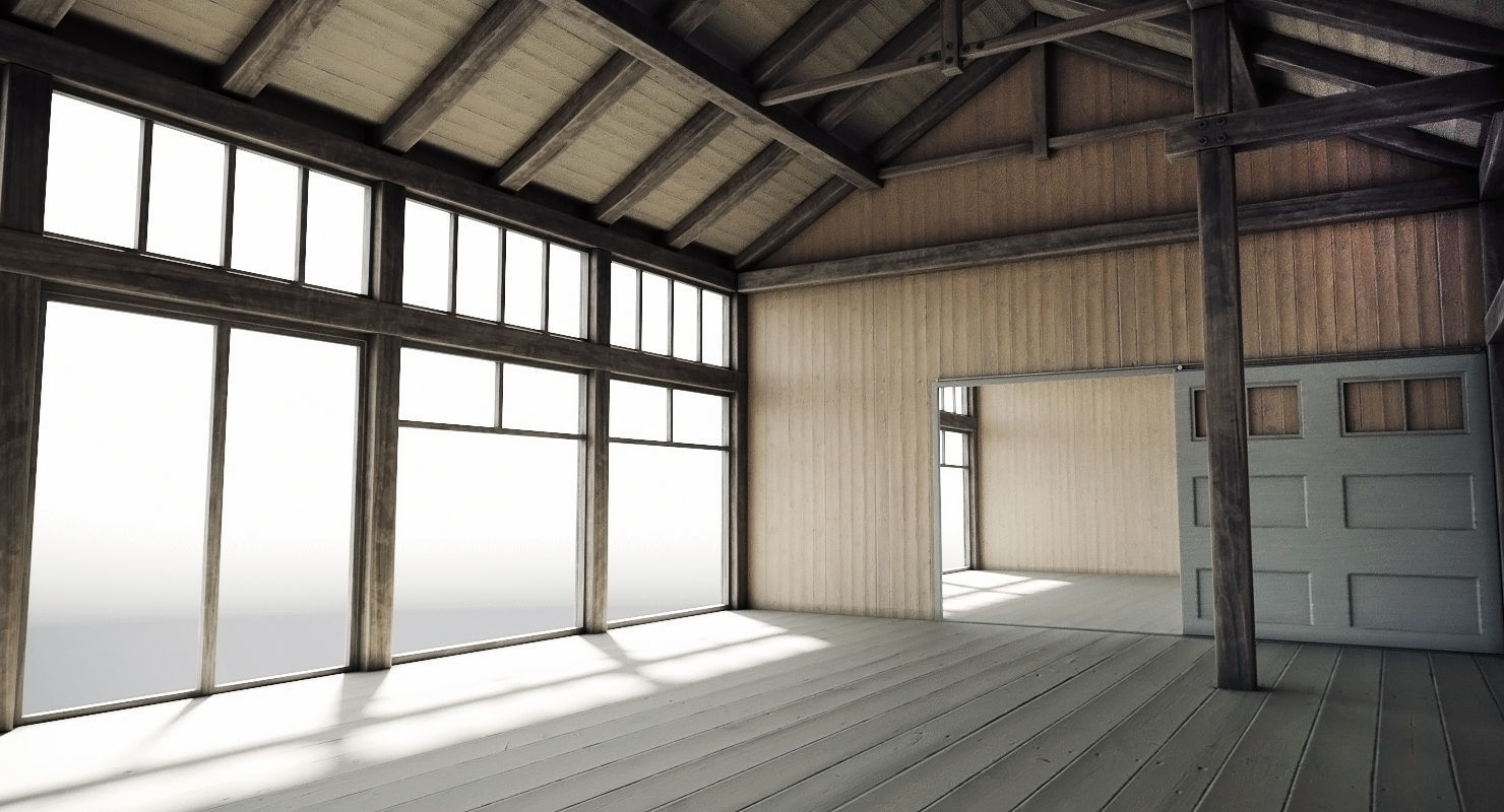 Wooden Hangar 3D model_6