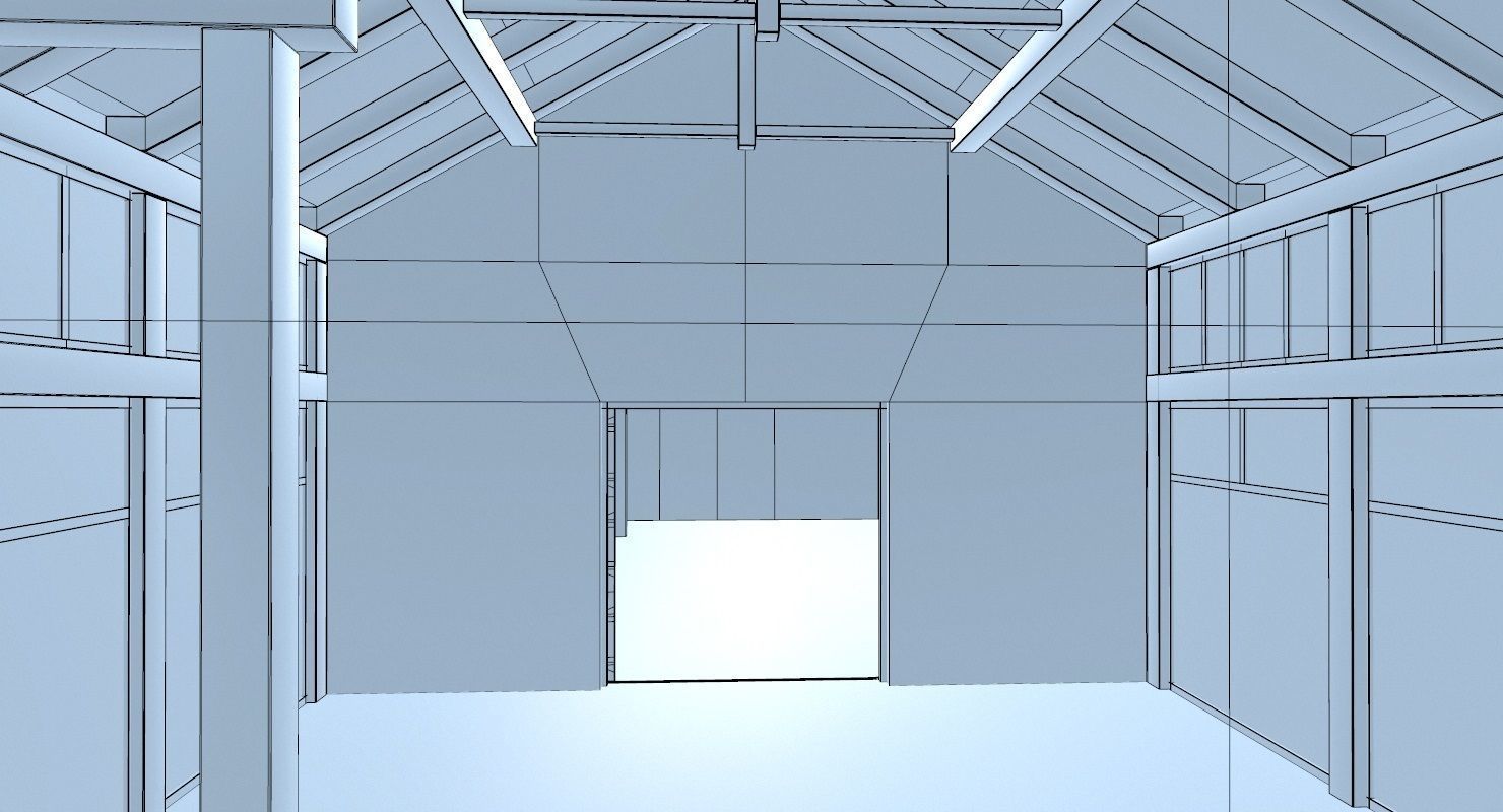 Wooden Hangar 3D model_9