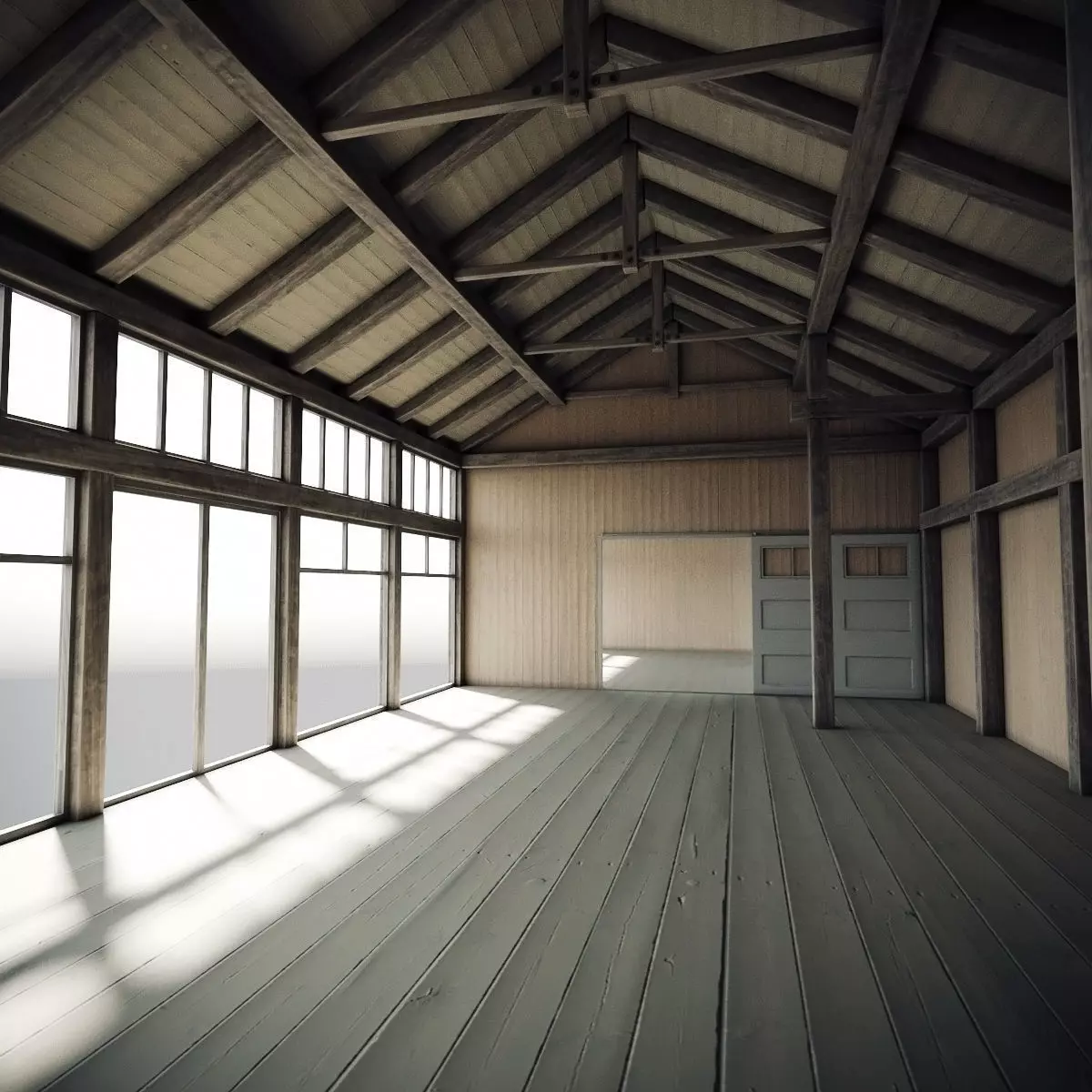 Wooden Hangar 3D model_0