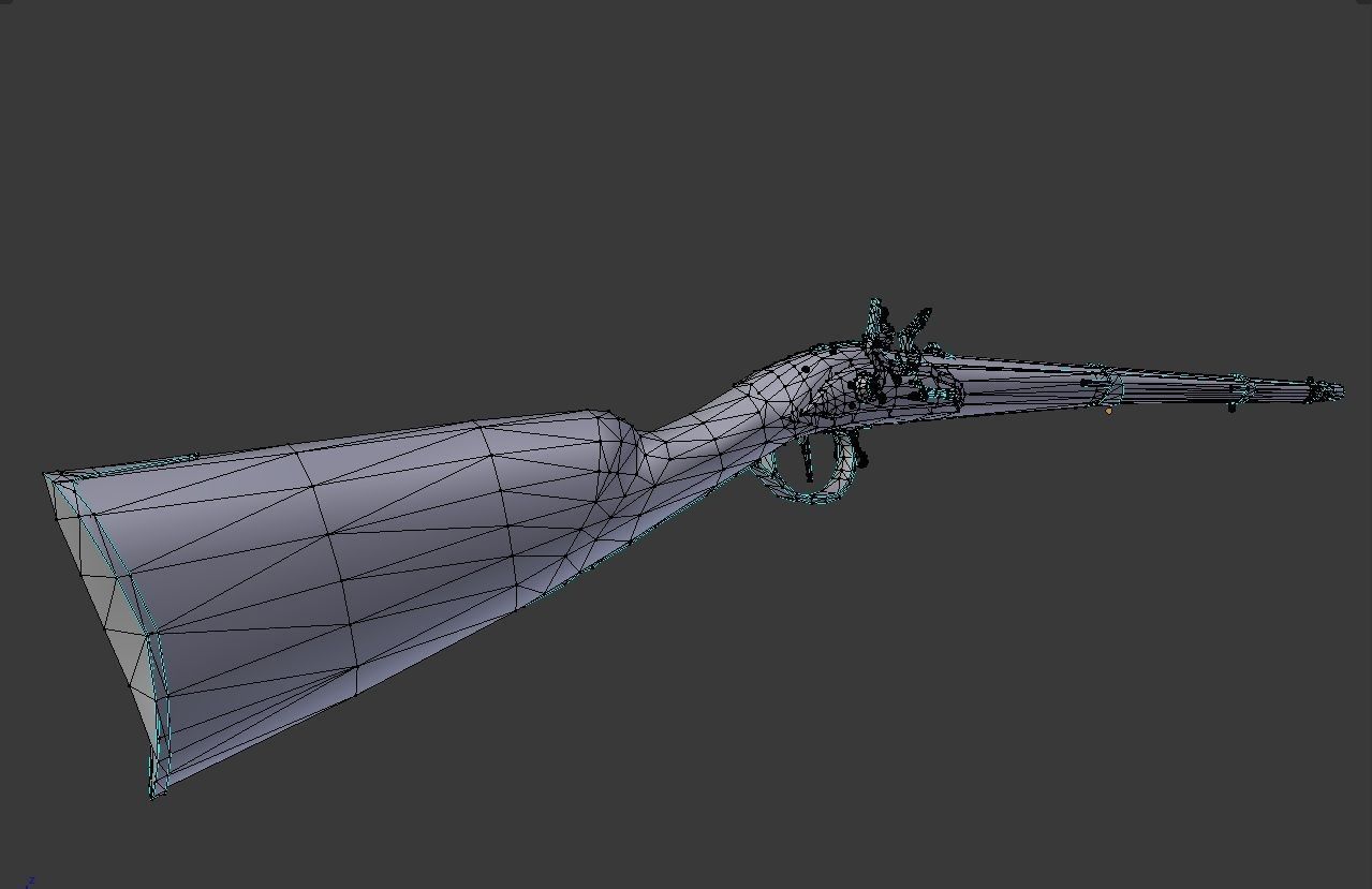 Flintlock Musket Low-poly 3D model_9