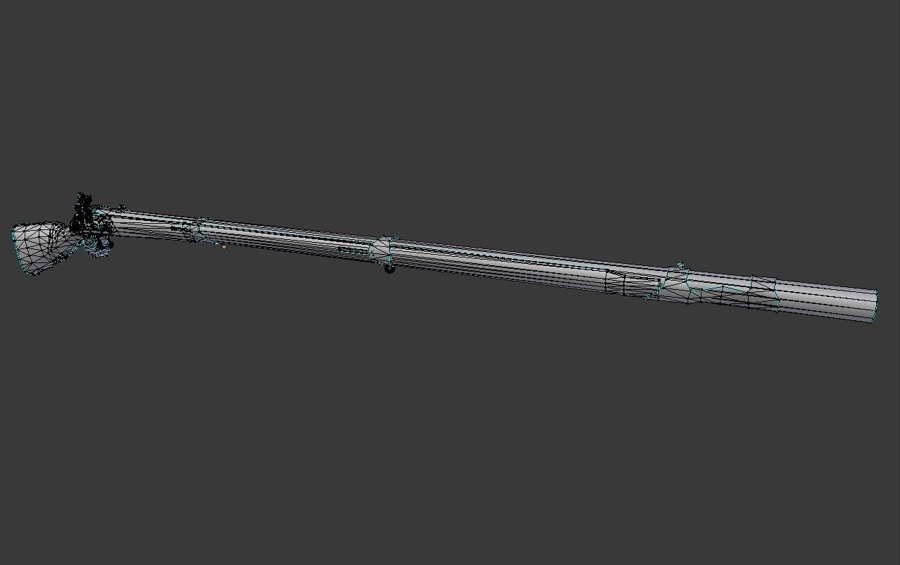 Flintlock Musket Low-poly 3D model_8