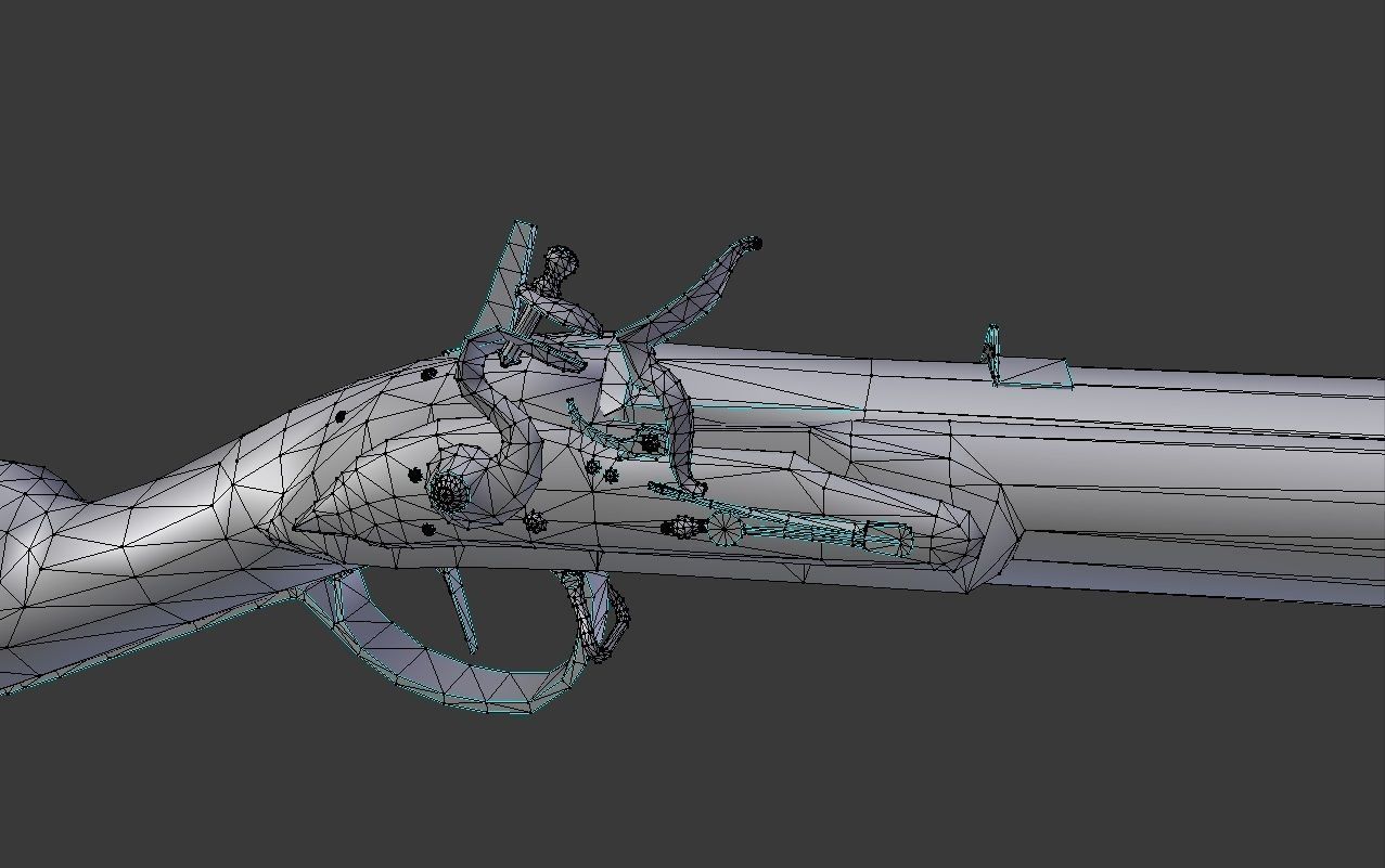 Flintlock Musket Low-poly 3D model_10