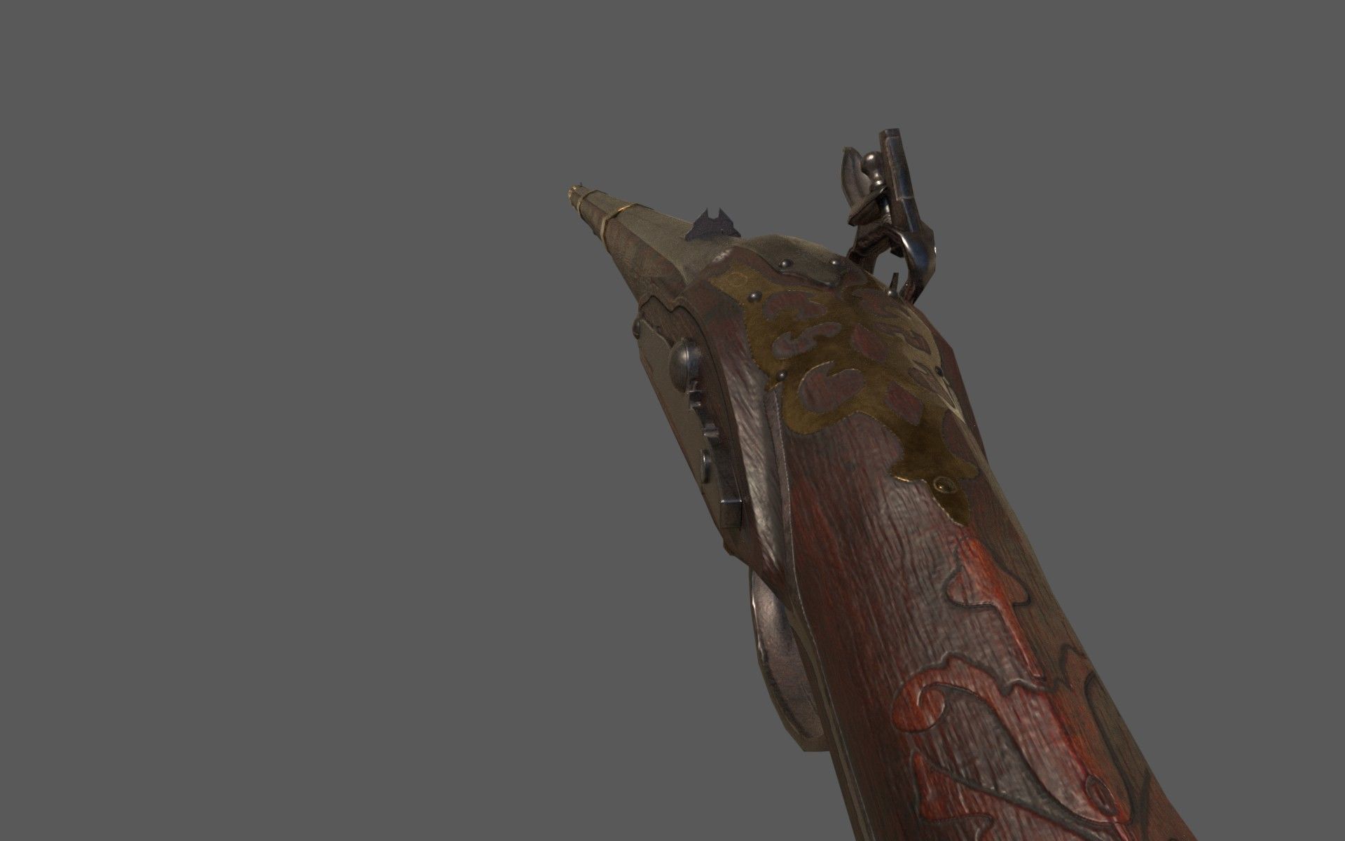 Flintlock Musket Low-poly 3D model_5