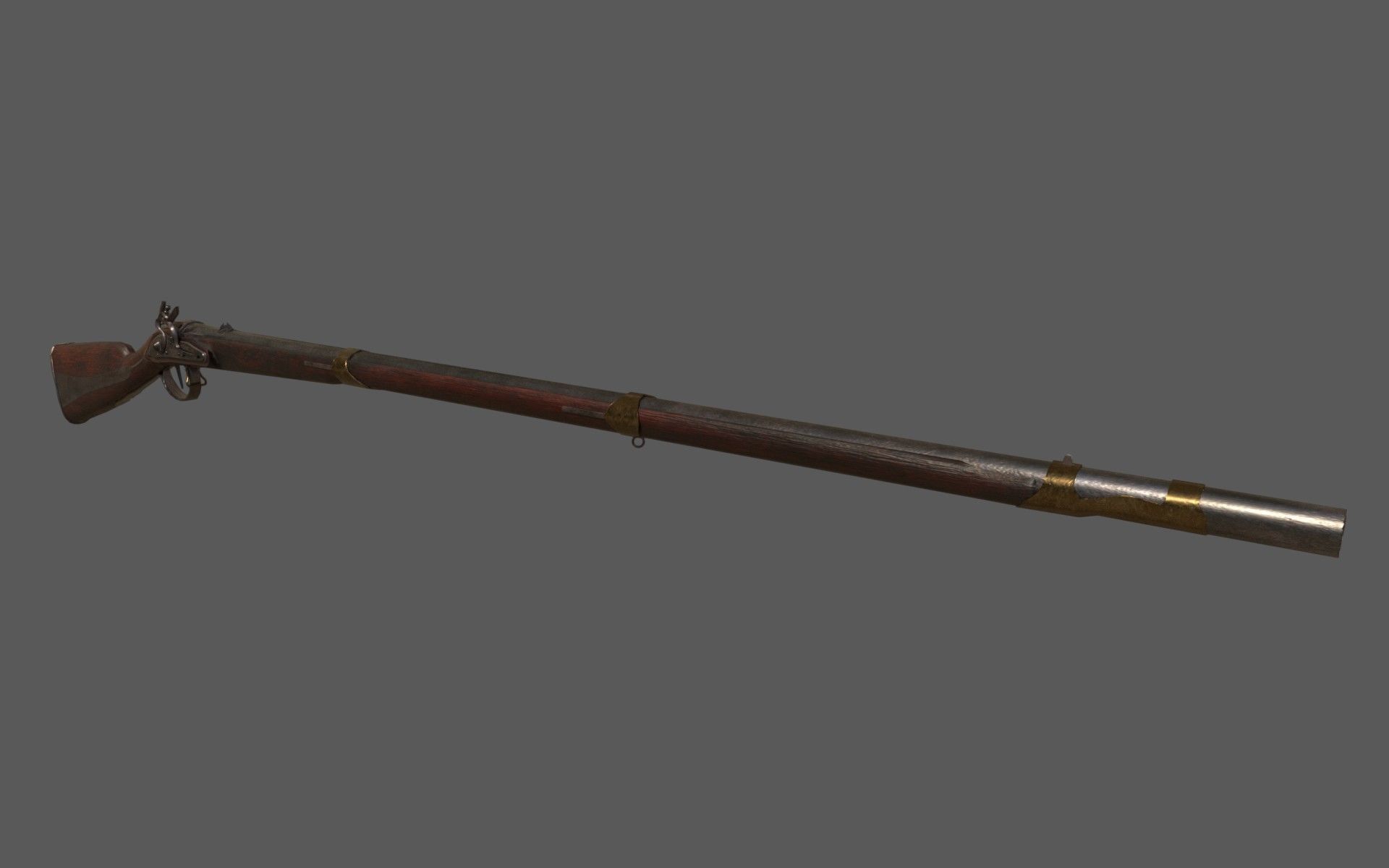 Flintlock Musket Low-poly 3D model_3