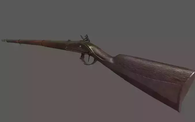 Flintlock Musket Low-poly 3D model Flintlock Musket Low-poly 3D model