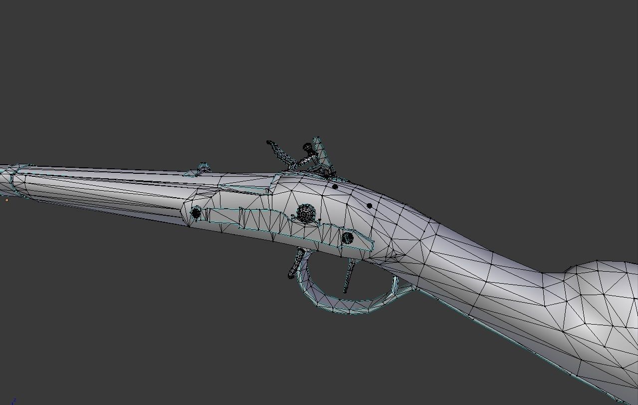Flintlock Musket Low-poly 3D model_11