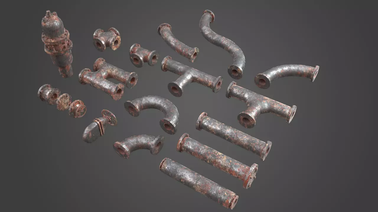 Factory Element - Pipes Low-poly 3D model_0
